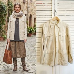 Dosa Beige Linen Blend Chore Jacket